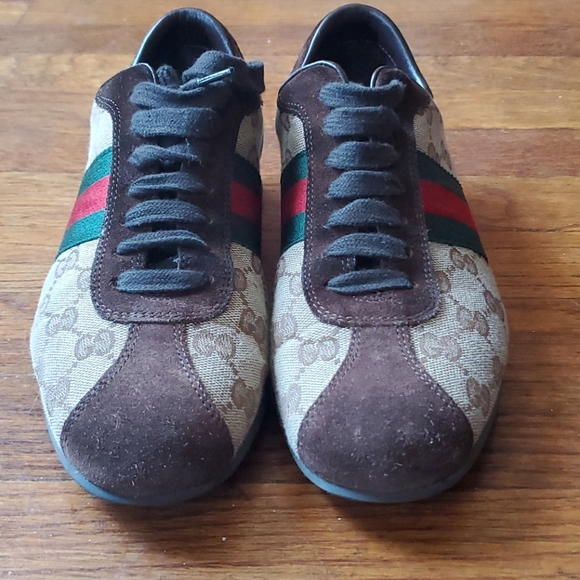 Gucci Shoes - Gucci Sneakers Lacu Up Sneaker Brown/Canvas